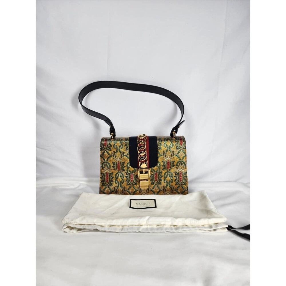 GUCCI Sylvie Metallic Jacquard Shoulder Bag Multicolor  325233